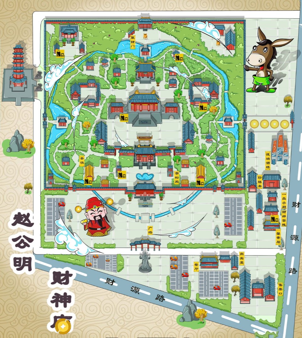 勉县寺庙类手绘地图